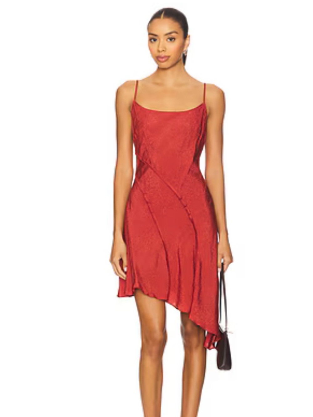Astr Red Asymmetrical Slip Dress - Picture 1 of 4
